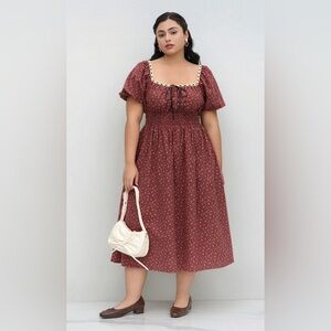 Cider Burgundy Floral Midi Dress